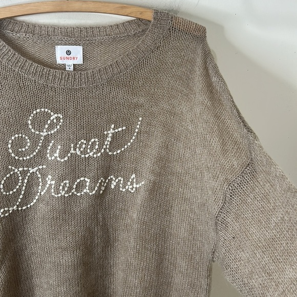 SUNDRY Mohair Wool Blend Lightweight Loose Knit Sweet Dreams Sweater Medium - Picture 7 of 16